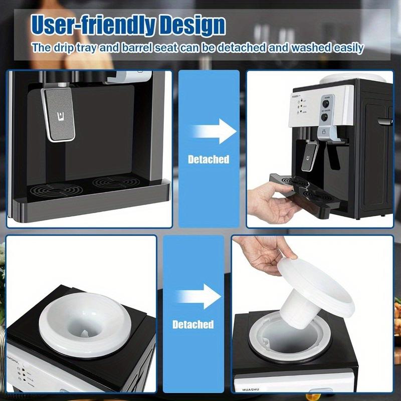 Dispensador de agua de carga superior, dispensador eléctrico de agua fría y caliente de escritorio con 3 ajustes de temperatura, dispensador de agua de encimera de 1.1 a 5 galones para el hogar, la oficina o el dormitorio.