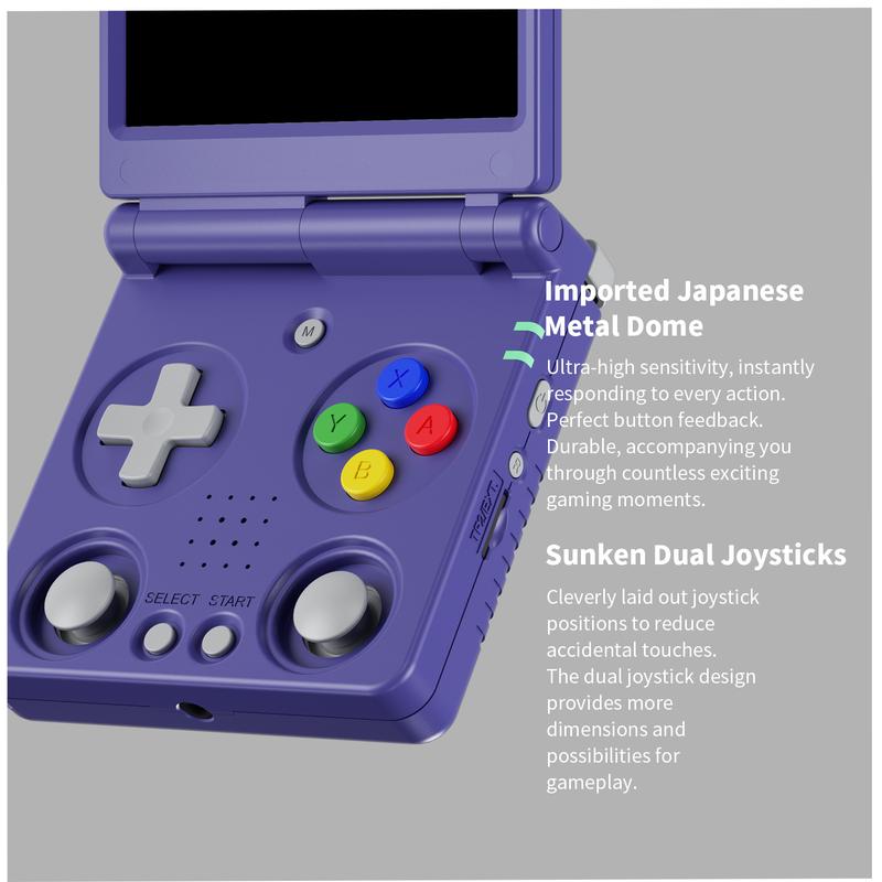 Consola de juegos portátil ANBERNIC RG34XXSP, consola de bolsillo plegable de 3,4 pulgadas, sistema Linux de 64 bits, joysticks dobles, batería de 3300 mAh, rg34xxsp-indigo-64g, Gamer Stuff, caja de regalo navideña para niños, juegos interactivos