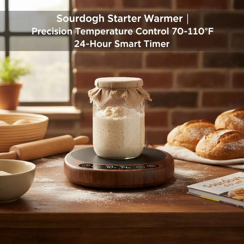 Calentador de masa madre SourKeeper Pro 2 en 1, herramientas para hornear en casa, modelo 2026 mejorado con placa calefactora más grande, sonda de temperatura de la masa con control de 1 °F (21-43 °C), temporizador de 24 horas y monitoreo en tiempo real p
