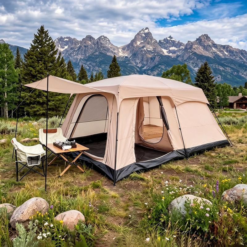 【Tienda de campaña impermeable】Tienda de campaña extragrande para 12 personas, impermeable, de montaje instantáneo, de poliéster Oxford, ligera, con ventanas de malla, doble puerta, fácil de montar. Accesorios de camping. Tienda de campaña para acampar. R