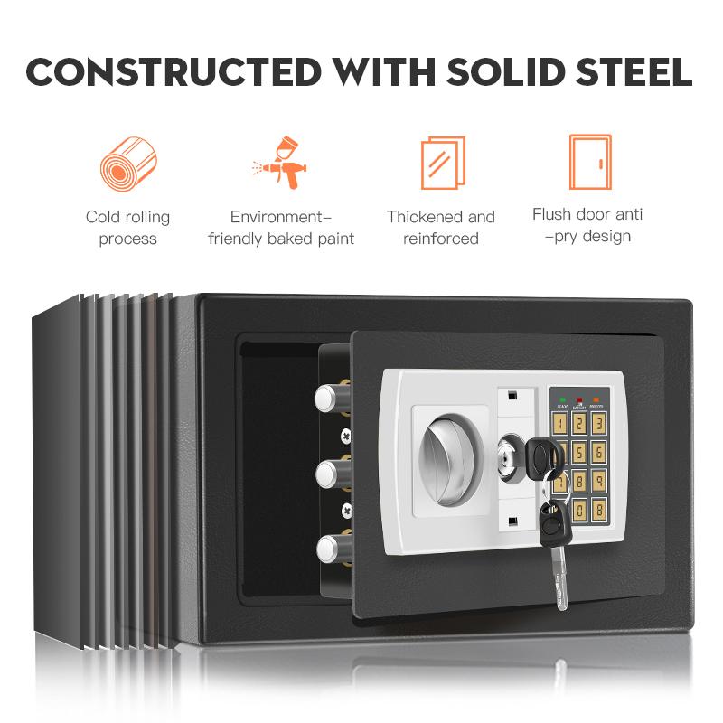 Caja de seguridad electrónica con contraseña, caja fuerte para dormitorio universitario, caja fuerte, almacenamiento, caja de seguridad, cajas fuertes antirrobo. Caja fuerte mecánica para dinero con cerradura de llave. No se incluyen baterías.