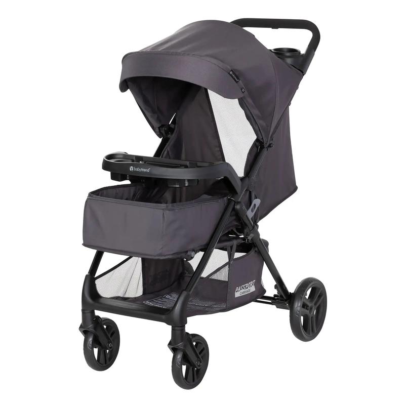 Cochecito con cabina Comfort Cabin, capota con cremallera completa para protección solar y cesta de almacenamiento grande.