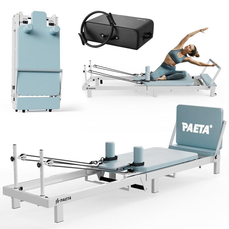 Máquina de Pilates plegable con muelles de alambre musicales y plataforma de salto | Equipo de entrenamiento en casa, soporta hasta 181 kg (400 lbs)