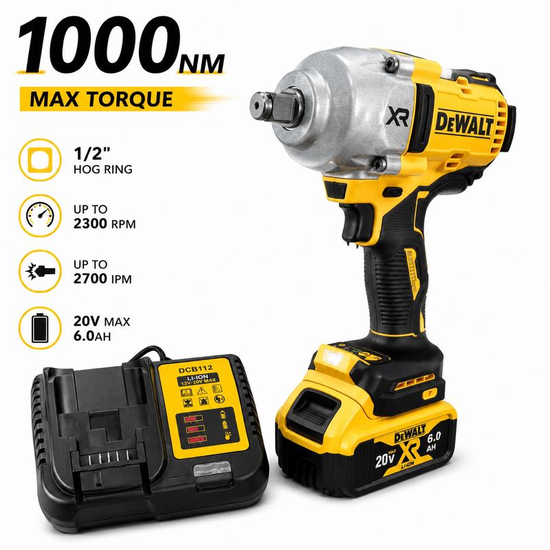 Llave de impacto DeWalt DCF900 20V Max XR sin escobillas, con yunque de 1/2 pulgada y alto par; herramienta inalámbrica de grado profesional.