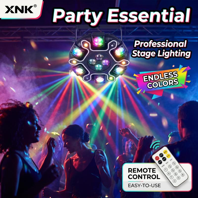 Cabeza móvil para DJ XNK 200W - Haz RGBW, estroboscopio de panal, DMX512, activado por sonido, luces LED coloridas, LED regulable, iluminación novedosa multicolor RGB para fiestas y escenarios summergarden, iluminación RGB dinámica, iluminación RGB ajusta