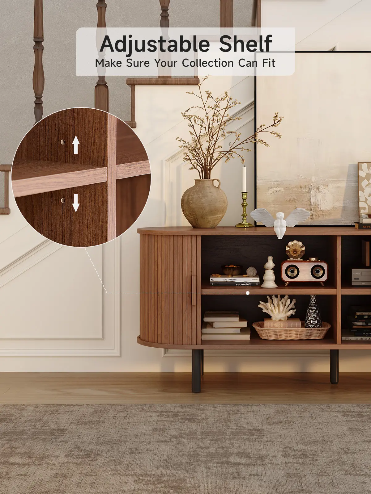 Mueble para TV acanalado de 55/63 pulgadas con toma de corriente