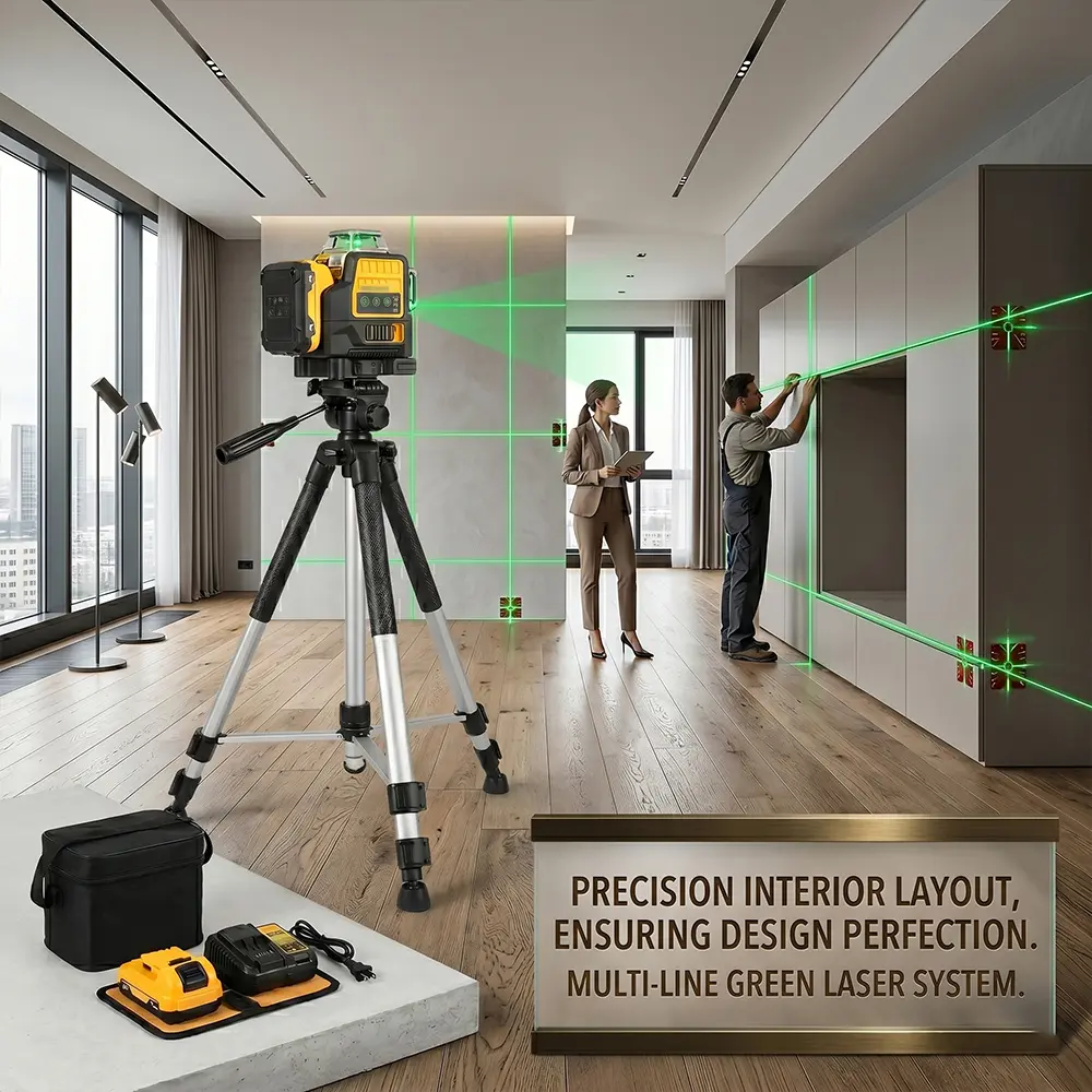 Medidor láser de líneas verdes vertical de 360° con batería de litio de 12 V