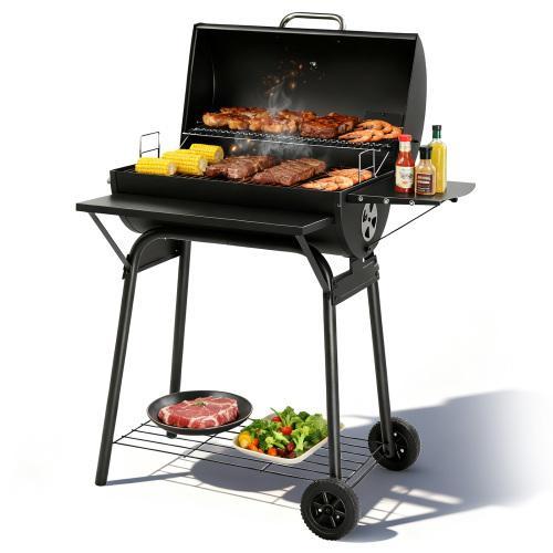 Barbacoa portátil de carbón Ubesgoo de gran tamaño - Área de cocción de 794 pulgadas cuadradas, bandeja de carbón con regulador de calor ajustable, mesa lateral plegable, manivela, ideal para fiestas en patios, jardines y exteriores, y para uso comercial 