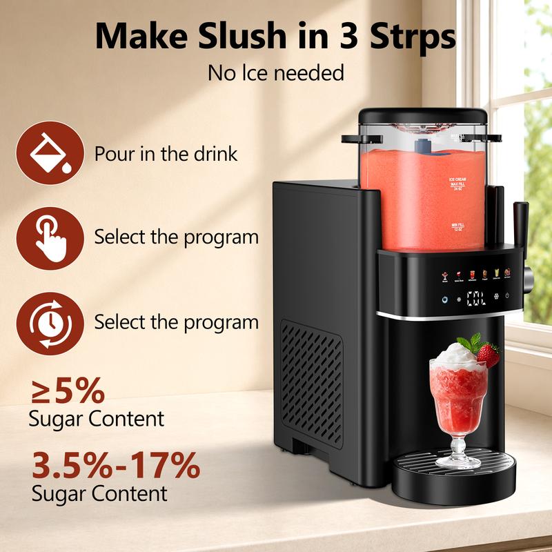 Máquina de granizados y helados S1, máquina para bebidas congeladas sin necesidad de hielo con 6 programas preestablecidos inteligentes, máquina de granizados de mostrador de 1,2 litros para bebidas de verano, margaritas, batidos, frappés, zumos congelado