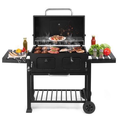 Barbacoa portátil de carbón Ubesgoo de gran tamaño - Área de cocción de 794 pulgadas cuadradas, bandeja de carbón con regulador de calor ajustable, mesa lateral plegable, manivela, ideal para fiestas en patios, jardines y exteriores, y para uso comercial