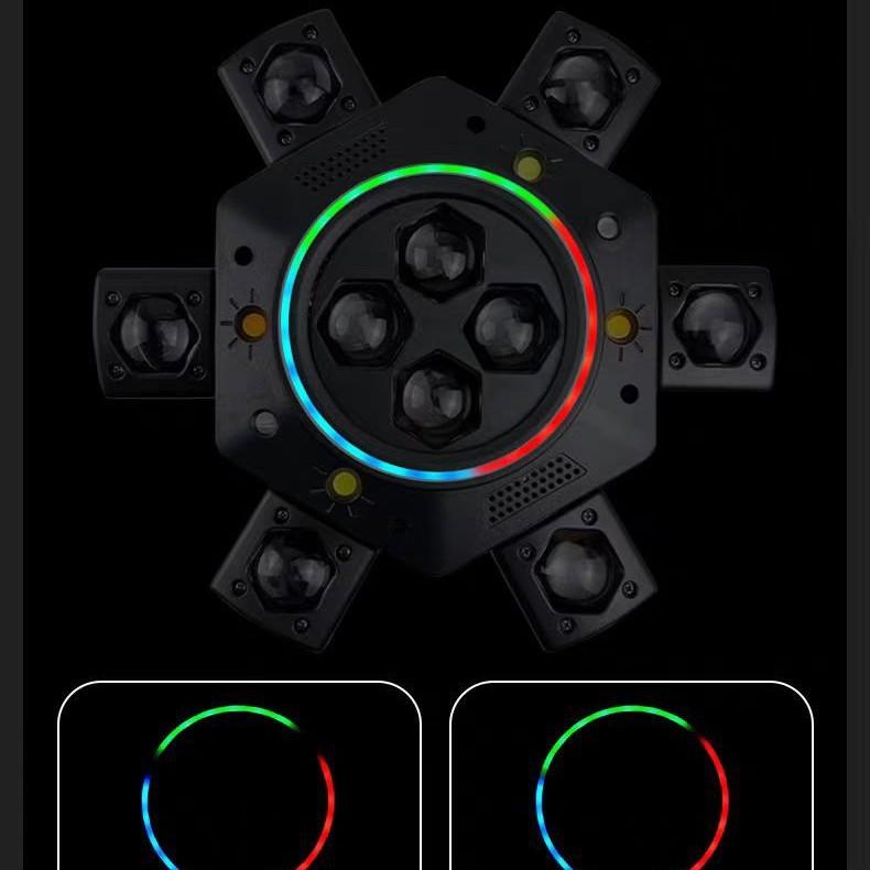 Luces de cabeza móvil para DJ, luces para fiestas 6 en 1 LED RGBW de 6 brazos, luces de escenario con control remoto DMX-512 y activación por sonido para bodas, fiestas, discotecas y karaokes.