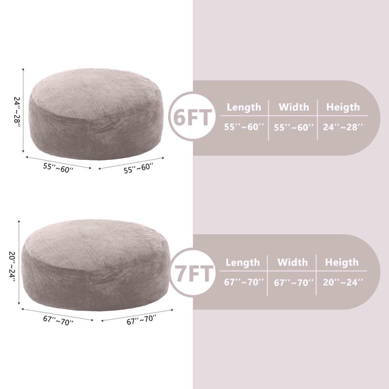 Puf de 3 pies/4 pies/5 pies/Jumbo/7 pies (con relleno) Sofá reclinable Pufs Sillas para adultos Envío gratis Muebles de espuma viscoelástica de alta resiliencia Funda de franela extraíble