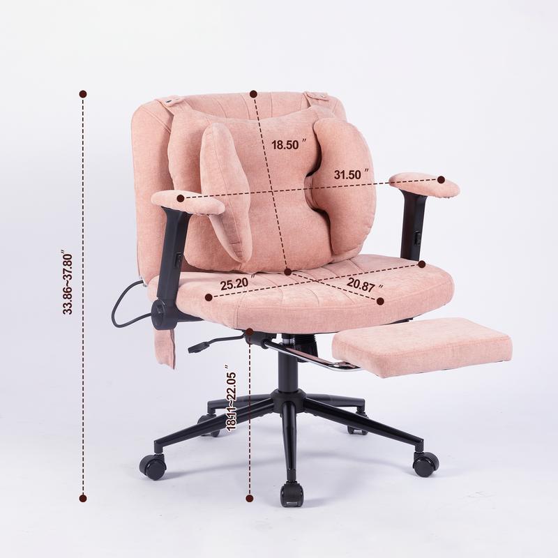 Silla de oficina SOUTTEE con ruedas y reposabrazos, soporte lumbar neumático y reposapiés retráctil, altura ajustable y asiento acolchado ancho. Ideal para oficinas en casa, meditación y vestidores. Artículos esenciales para dormitorios y decoración del h
