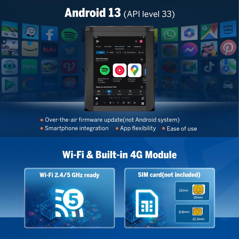 El sistema de audio para automóvil EONON es compatible con los modelos de 2015 a 2020 y admite CarPlay y Android Auto (con y sin cable). Incluye una unidad principal con pantalla táctil IPS Android 13 de 12,1 pulgadas, sonido envolvente DTS, Bluetooth, GP