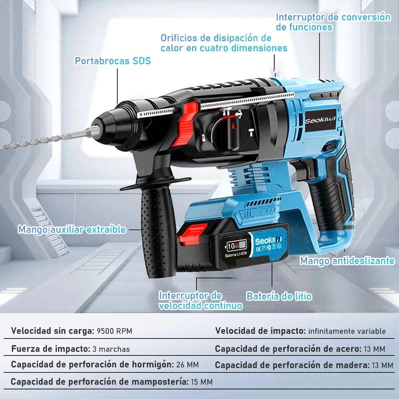 Juego de Herramientas de 5 Piezas Incluye Martillo Hidráulico Amoladora Taladro Llave Inglesa y Soplador de Hojas Potente y Versátil Regalo Ideal para Hombres