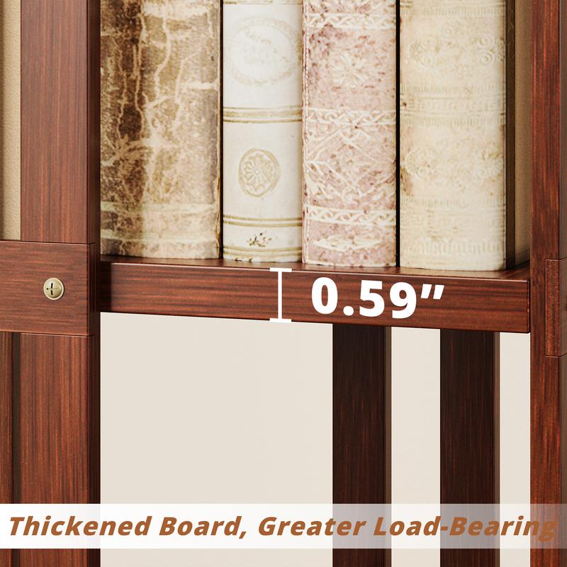 Estantería giratoria de 360° con cajones IRONCK de 60" y 5 niveles de madera de bambú, estantes ergonómicos ajustables, estante de almacenamiento giratorio para sala de estar y dormitorio.
