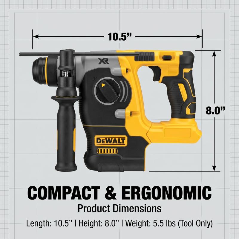 Taladro percutor rotativo Dewalt DCH273 de 20 V MAX | Martillo percutor inalámbrico sin escobillas para mejoras del hogar y proyectos de bricolaje | Herramienta potente y duradera
