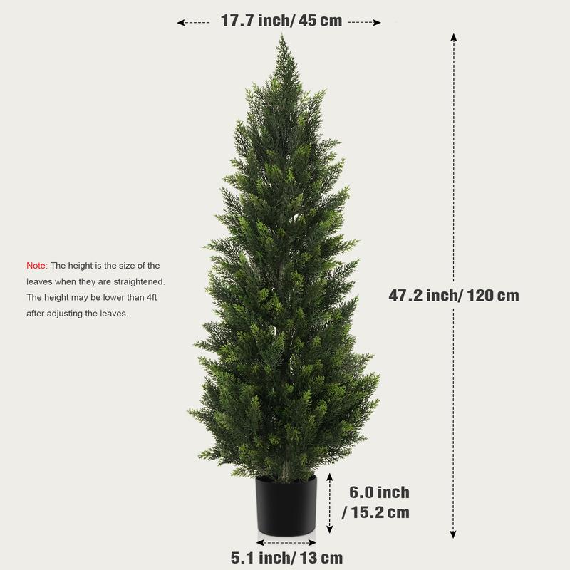 Paquete de 2 plantas artificiales de cedro y ciprés de 3/4/5 pies para decoración de patio, porche delantero, boj, Navidad.