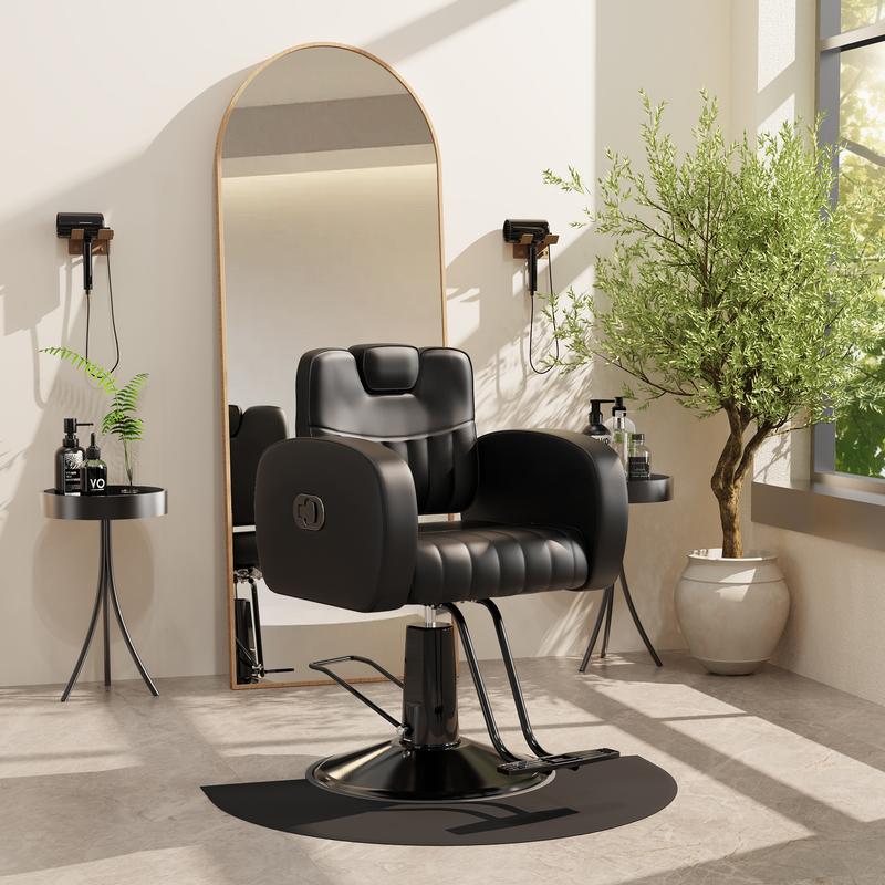 Silla de salón ergonómica dorada con cómodos cojines acolchados, silla de estilista resistente con estructura de acero, elegante silla de peluquería con tapicería de cuero, capacidad de peso de 200 kg (440 lbs).