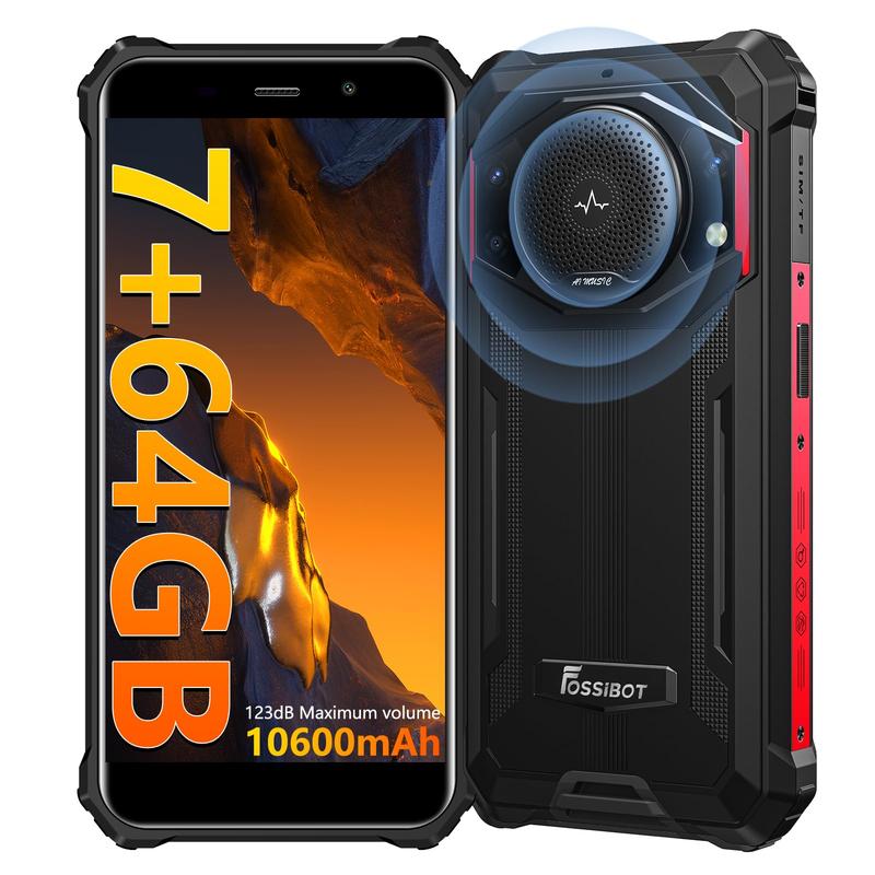 Teléfono resistente FOSSiBOT F101P, Android 13, 7 GB + 64 GB / 1 TB, smartphone resistente, batería de 10600 mAh, teléfono desbloqueado, volumen alto de 123 dB, cámara de 5,45" de 24 MP + 8 MP, smartphone resistente al agua, 4G, doble SIM, OTG, procesador