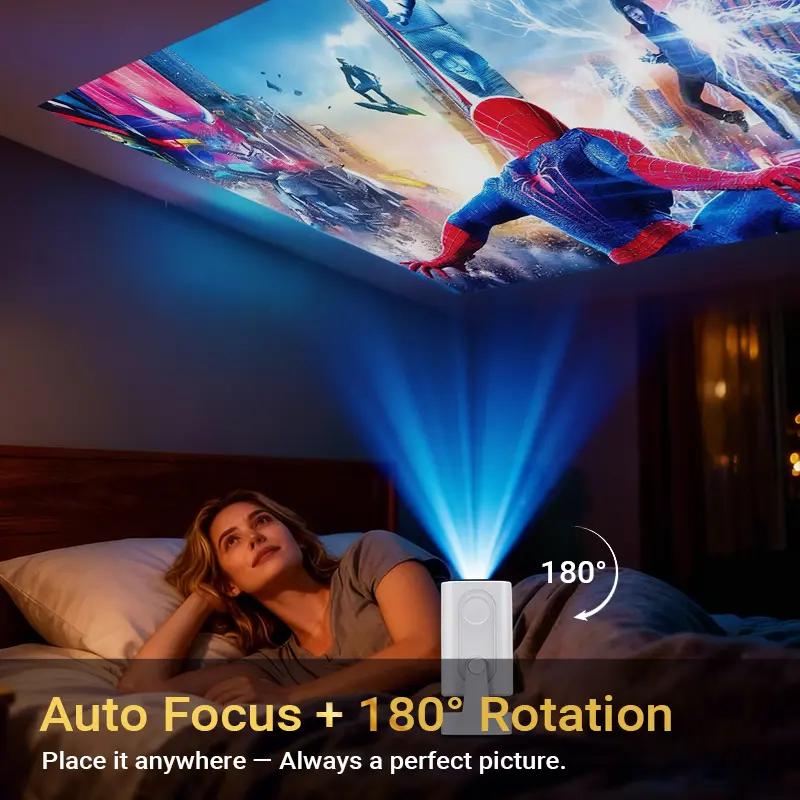 Proyector HY260 Pro con enfoque automático, compatible con 4K, 330 ANSI, Wi-Fi 6 dual, Bluetooth 5.4, resolución 1080p nativa, corrección trapezoidal automática, Android 11, altavoz integrado Allwinner H713, cine en casa, películas al aire libre, Summervi