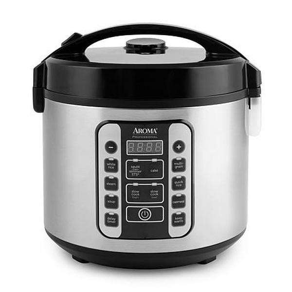 Olla arrocera y vaporera digital Aroma de 20 tazas (cocidas) con superficie que no se calienta.
