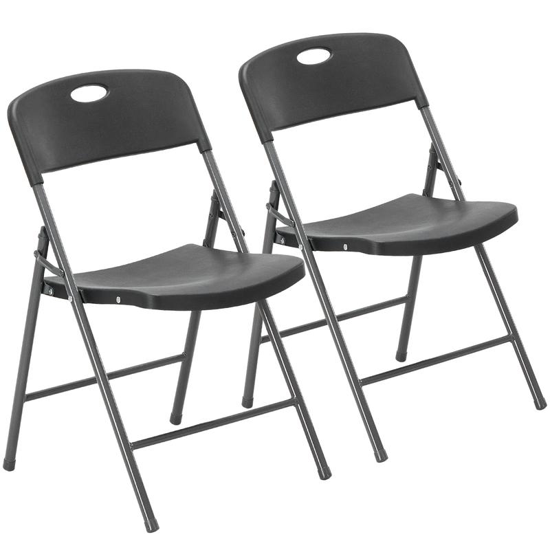 Silla plegable de plástico resistente Sweetcrispy - Respaldo ergonómico, capacidad de peso de 150 kg, apilable, portátil, para interiores y patios, sillas plegables de plástico, sillas