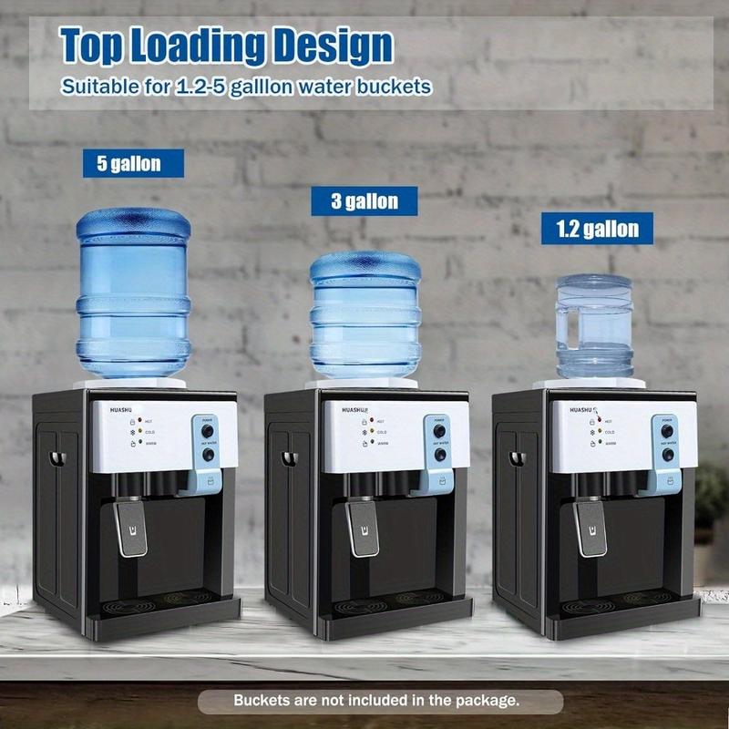 Dispensador de agua de carga superior, dispensador eléctrico de agua fría y caliente de escritorio con 3 ajustes de temperatura, dispensador de agua de encimera de 1.1 a 5 galones para el hogar, la oficina o el dormitorio.