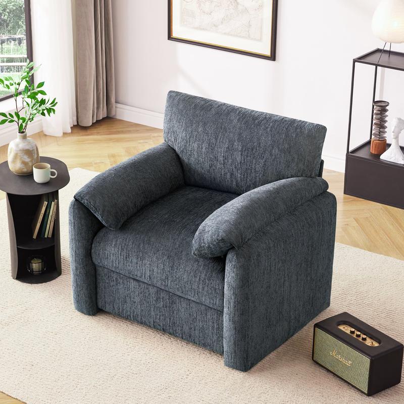 Sillón extragrande de chenilla, 98 cm de ancho, sillas auxiliares para sala de estar y dormitorio, sillón moderno, silla de lectura tapizada de mediados de siglo, silla cómoda para sala de estar, sillón individual tipo sofá