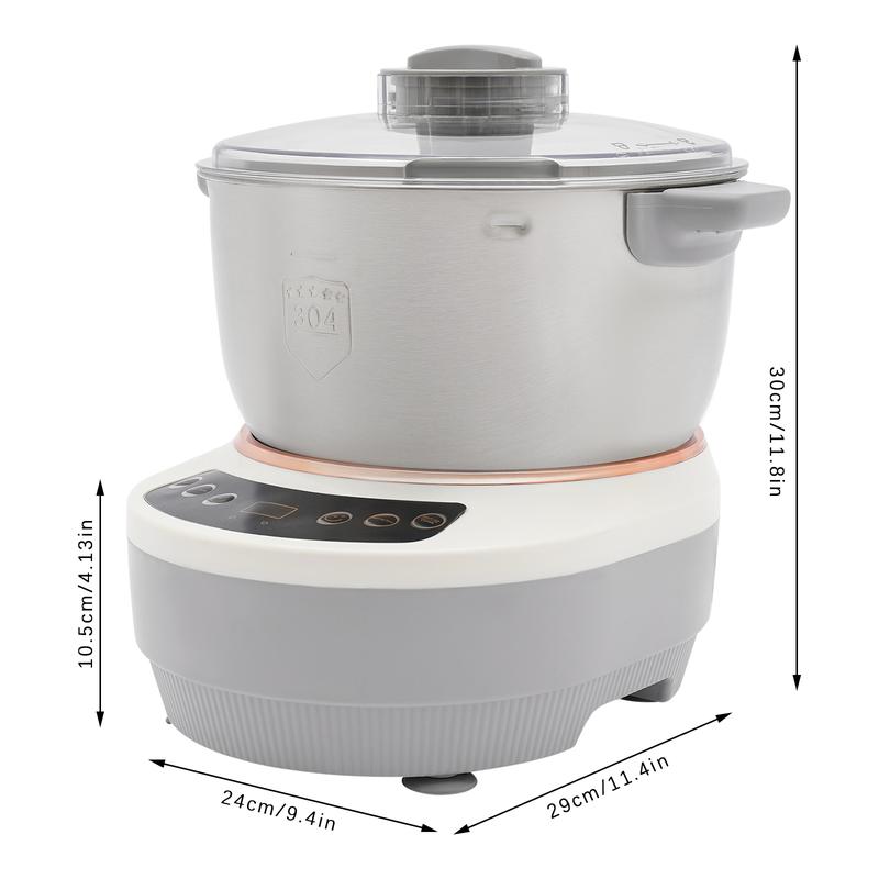 Mezcladora de masa de mesa CNCEST de 5 litros - 110 V 200 W estándar estadounidense, control digital con ajuste de temporizador, acero inoxidable 304 y ABS, función de fermentación, vaso medidor, herramienta separadora de huevos, recipiente liso fácil de 