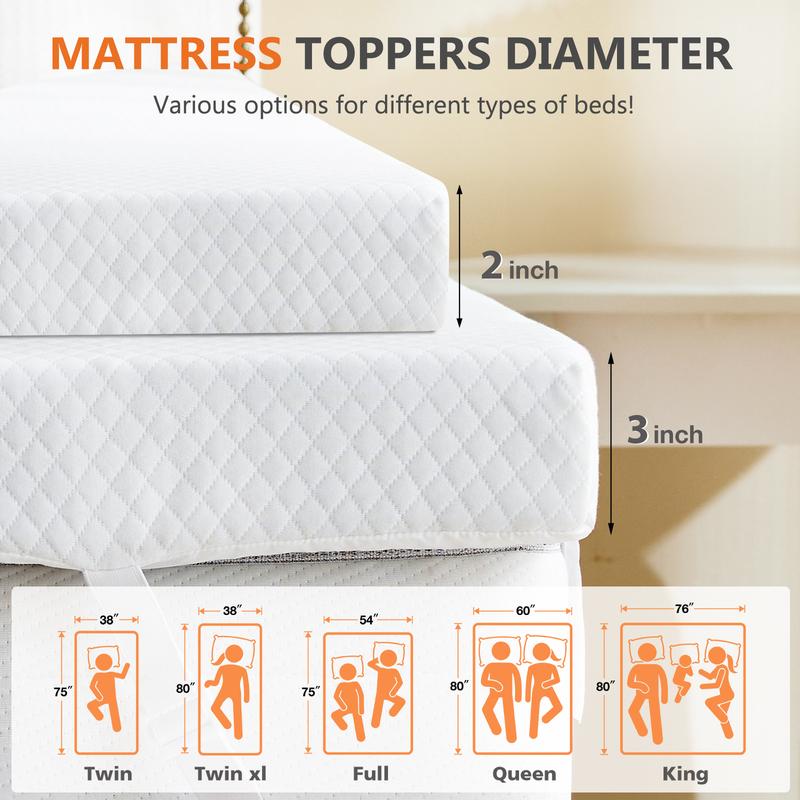 Cubrecolchón Sweetcrispy de espuma viscoelástica refrescante con infusión de gel de alta calidad, con funda suave extraíble, almohadilla rectangular ventilada con cremallera metálica de alta calidad para sofá cama, autocaravanas y caravanas (diseño de esp
