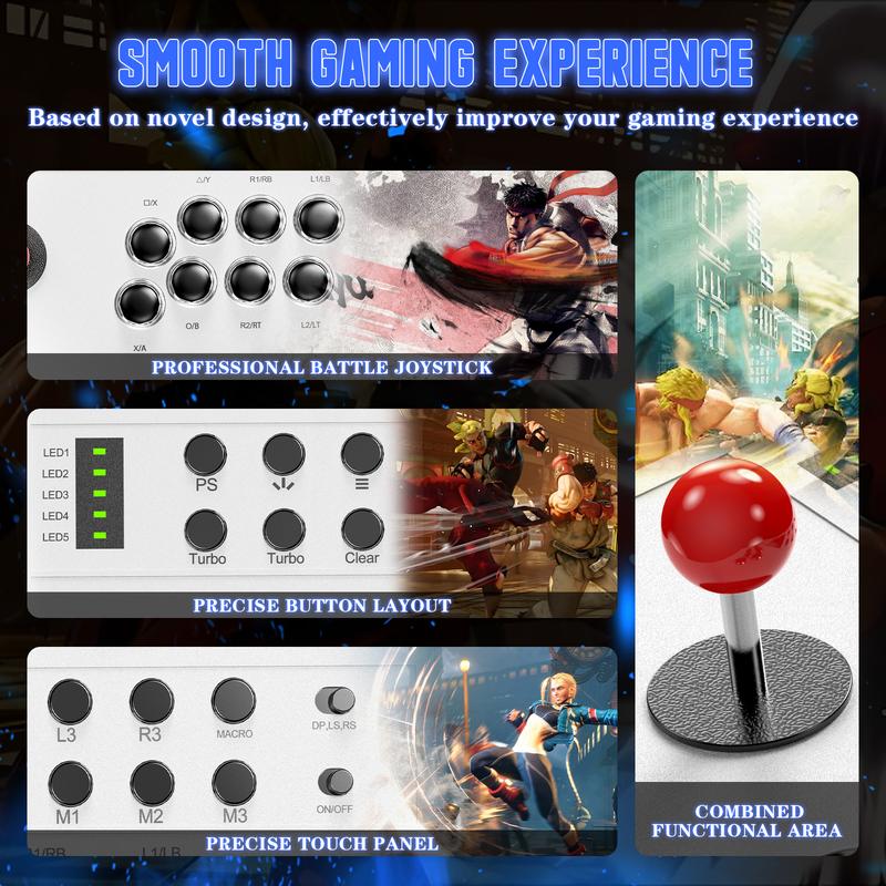 Joystick arcade con cable Nonbliep compatible con PlayStation 5/PS4/PC/Android, para PS5 Fight Stick con función de programación, función turbo, cable trenzado de 3 metros y conexión por cable.