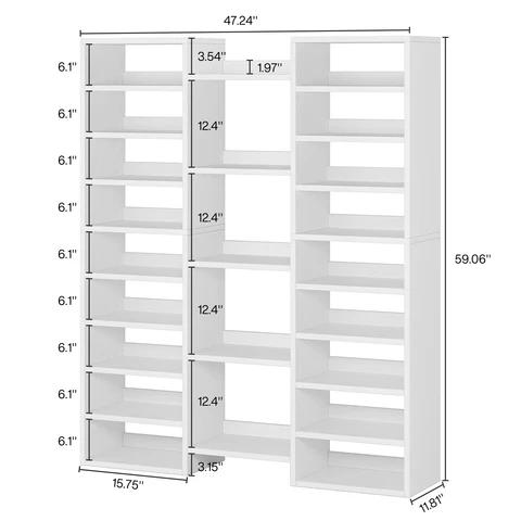 Organizador de zapatos de madera resistente Spaco - Estante apilable de 14 niveles, capacidad de carga de 25 kg, 22 compartimentos abiertos (capacidad para 46 pares), organización de almacenamiento de esquina para la entrada, decoración del hogar, muebles