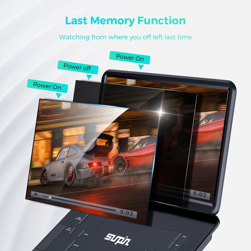 Reproductor de DVD portátil de 17,9" para niños, pantalla giratoria HD grande de 15,6", altavoces estéreo de alto volumen, sin restricción de región, batería de gran capacidad de 6 horas, control remoto, compatible con CD/USB/tarjeta SD/sincronización de 