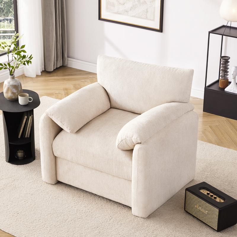 Sillón extragrande de chenilla, 98 cm de ancho, sillas auxiliares para sala de estar y dormitorio, sillón moderno, silla de lectura tapizada de mediados de siglo, silla cómoda para sala de estar, sillón individual tipo sofá
