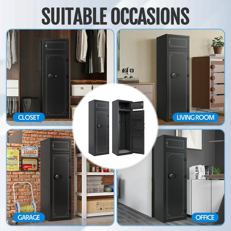 Caja fuerte para 12-15 armas para el hogar, armario electrónico grande con estantes extraíbles y caja de seguridad dedicada (sin ensamblar)