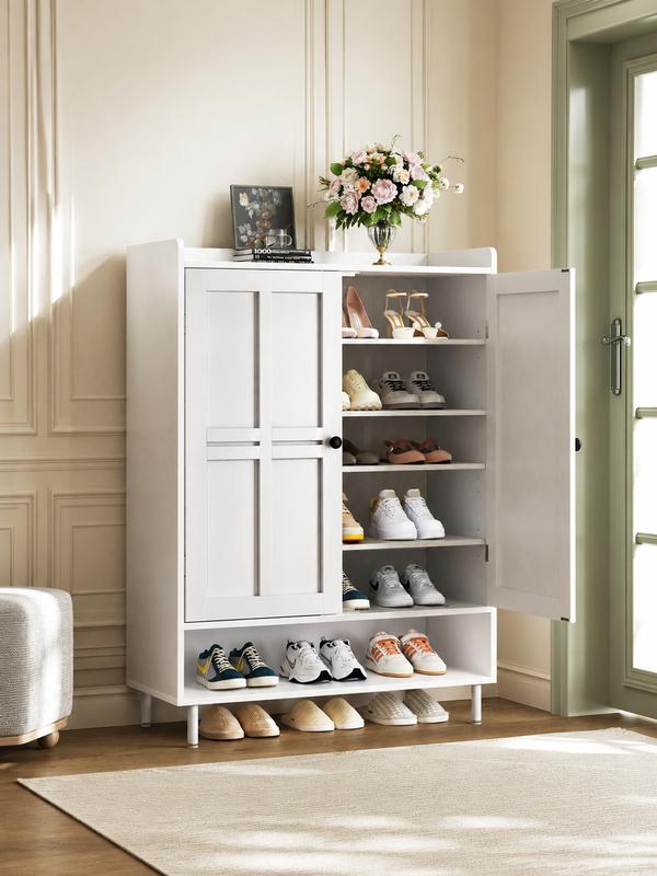 【18-24 pares y estantes ajustables】Armario para zapatos ONBRILL de 7+1 niveles estilo granja, zapatero moderno de 114 cm de altura con patas de metal, organizador de zapatos para entrada, puerta principal, muebles de sala de estar y dormitorio, regalo de 