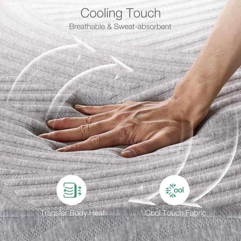 Colchón de espuma viscoelástica y sin fibra de vidrio, colchón de gel refrescante con infusión de gel en caja, firmeza media, funda lavable, 10 pulgadas/12 pulgadas/14 pulgadas y tamaño Queen/King, TikTokShopfalldealsforyou, adaptable, colchón tamaño Quee