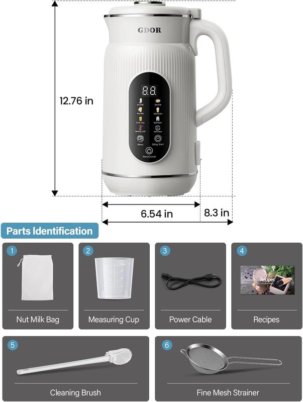 Cafetera y máquina de leche vegetal multifuncional 8 en 1, 946 ml (32 oz), autolimpieza automática, inicio diferido, función para mantener caliente, hierve el agua – Acero inoxidable SummerVibes