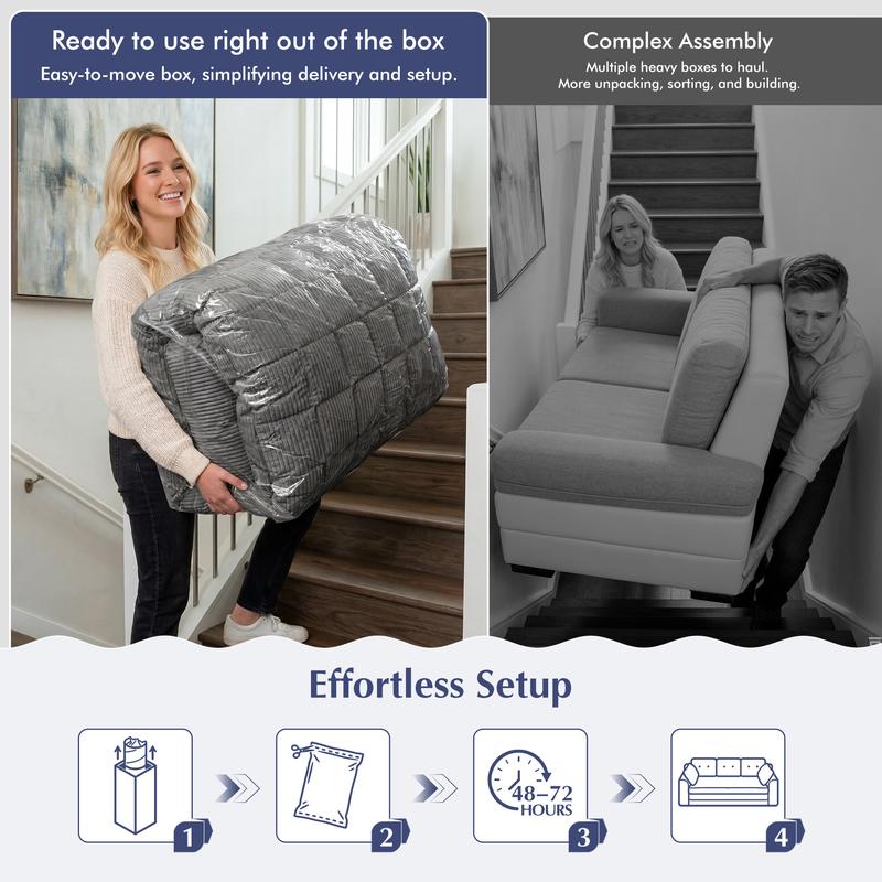 Sofá cama plegable convertible Raybee de 2-3 plazas, sofá cama extraíble sin estructura con almohadas, sofá de suelo plegable tapizado en pana con capitoné, cómodo salón con espuma de alta resiliencia y alta densidad para espacios pequeños, sala de estar