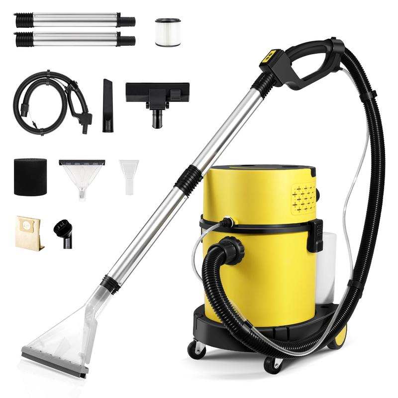 Aspiradora industrial de 6 galones para uso en seco y húmedo, limpiadora de alfombras – 5.5 HP de potencia máxima – Aspiradora portátil 4 en 1 para el hogar y el taller, ideal para limpiar alfombras, pisos, tapicería, automóviles y espacios reducidos.