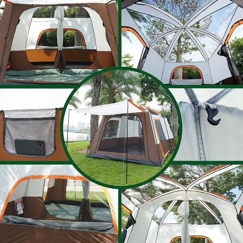 【Tienda de campaña impermeable】Tienda de campaña extragrande para 12 personas, impermeable, de montaje instantáneo, de poliéster Oxford, ligera, con ventanas de malla, doble puerta, fácil de montar. Accesorios de camping. Tienda de campaña para acampar. R