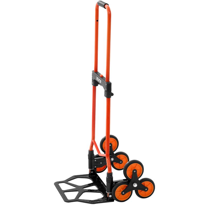 【Summerfinds】VEVOR Stair Climbing Dolly - 120 lbs Capacity, Portable Foldable Ergonomic Durability Cart, Telescoping Handle, 6 Large Wheel Carts, 2 Bungee Cords for Home, Groceries, Durability Carts