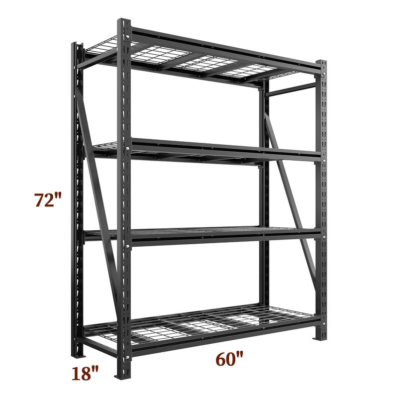 Estantería Raybee de alta resistencia de 60"/51.5" de ancho para garaje, 3000 libras, estantes de almacenamiento reforzados, estantes industriales ajustables, estante utilitario grande de metal para garaje, almacén, sótano, taller, 72" de alto, negro #Tik