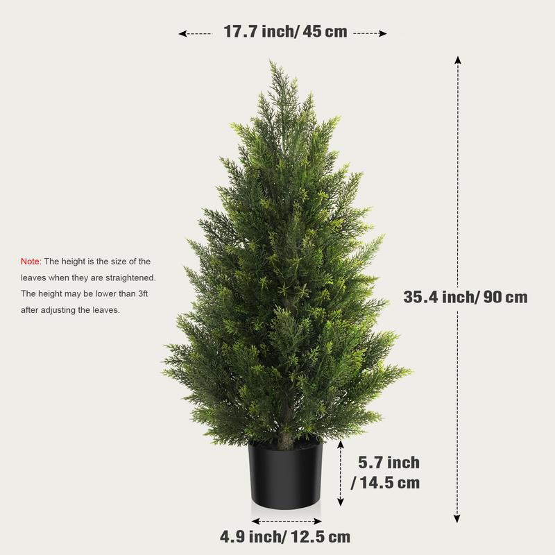 Paquete de 2 plantas artificiales de cedro y ciprés de 3/4/5 pies para decoración de patio, porche delantero, boj, Navidad.