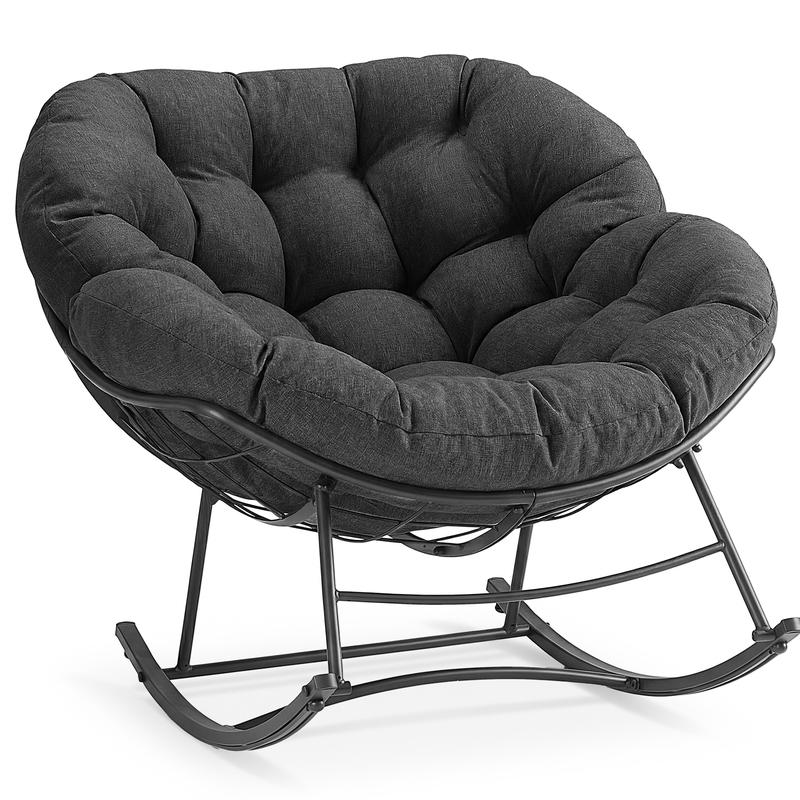 Silla mecedora tipo huevo extragrande y resistente Sweetcrispy con cojín, capazo de soportar hasta 204 kg (450 lbs), apta para todo tipo de clima, ideal para patio, jardín o sala de estar.