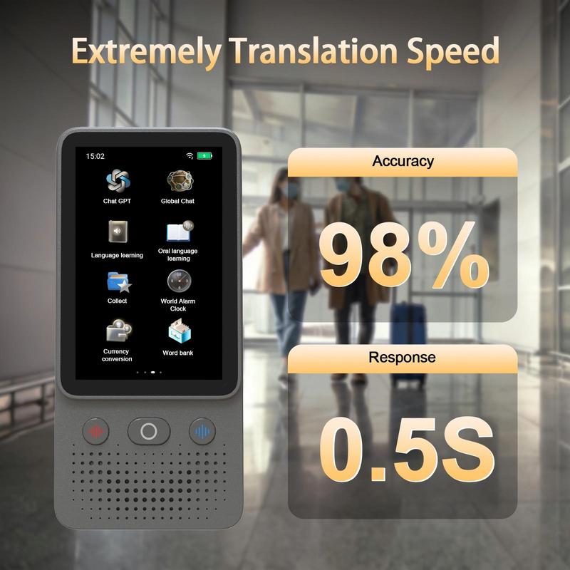 Dispositivo traductor de idiomas con IA | Sin cargos adicionales | La traducción no requiere señal | Traduce más de 138 idiomas con WiFi | Traducción multilingüe en tiempo real con pantalla táctil