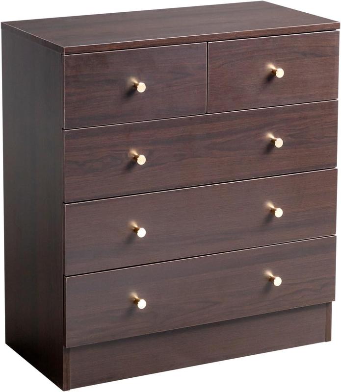Cómoda rosa de 5 cajones para dormitorio, cómoda moderna de madera, cómodas rosas para dormitorio de niñas, dispositivo antivuelco, tirador de metal oro rosa, sala de estar, recibidor, pasillo, oficina