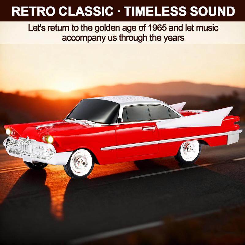 Altavoz Bluetooth WSTER WS-1965 réplica de muscle car clásico con luces LED, batería recargable y audio portátil para amantes de los coches.