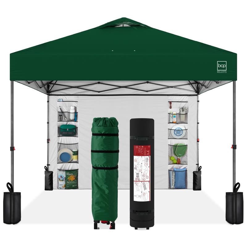Toldo plegable de fácil montaje de 3x3 metros, tienda portátil con pared lateral, apertura con un solo botón, incluye estuche.